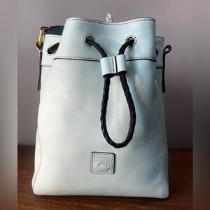 Dooney & Bourke Florentine Leather in Pale Blue Drawstring Hattie